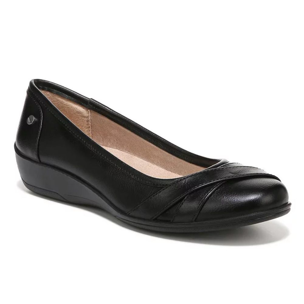 LifeStride Women Ballet Flats Black Round Toe Slip On Memory Foam Shoes 6.5M
